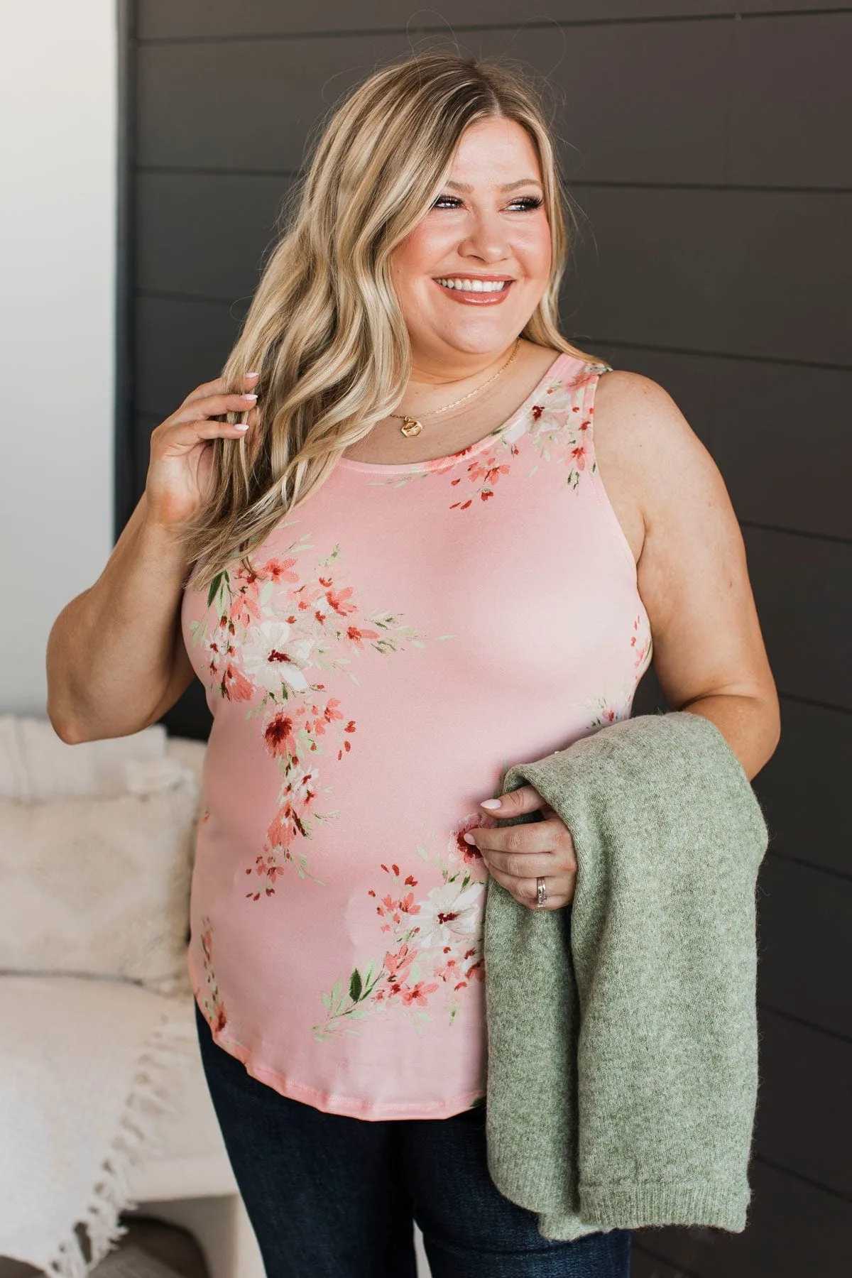 Look So Lovely Floral Tank Top- Pink & Sage