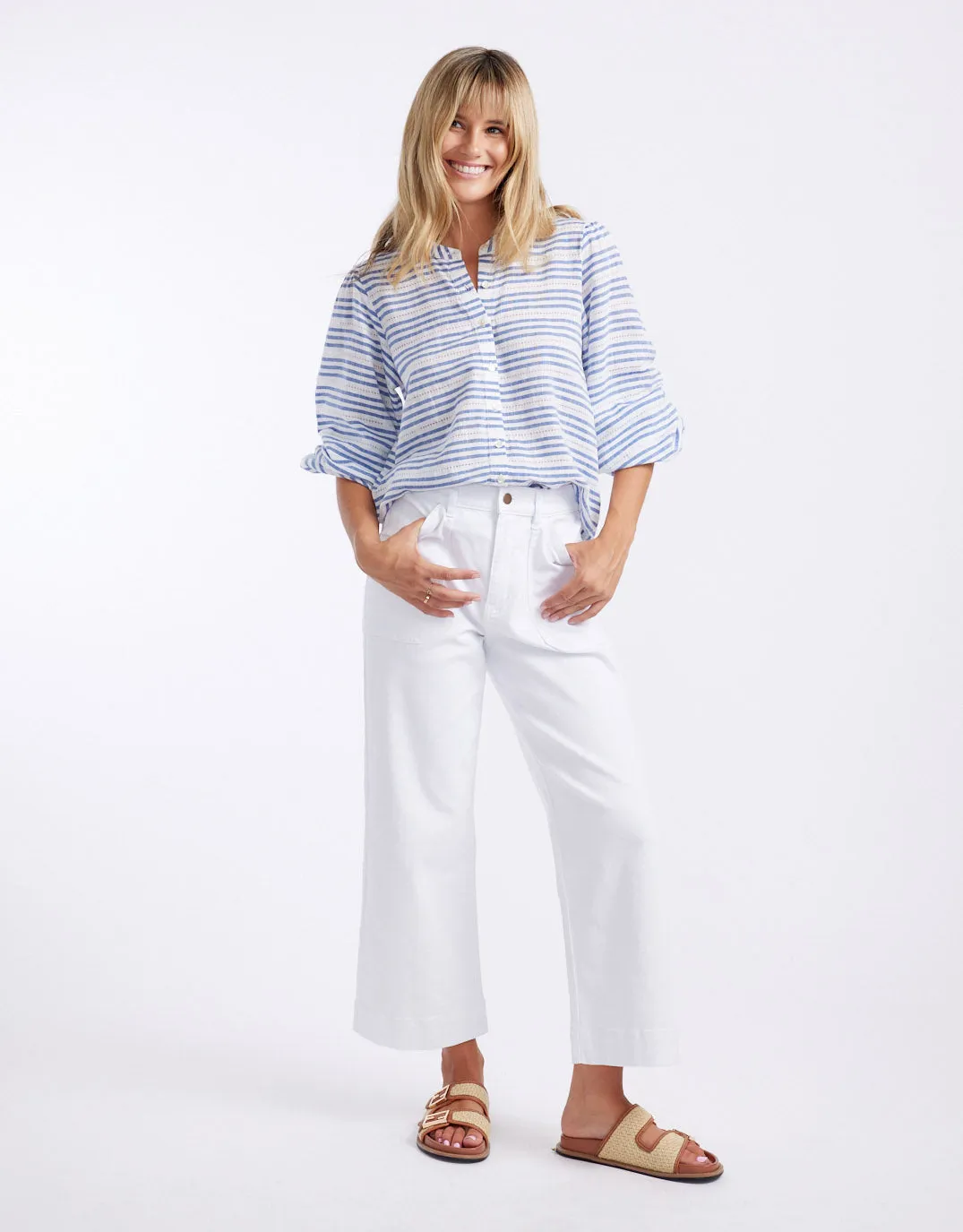 Malibu Blouse - Blue/White Stripe