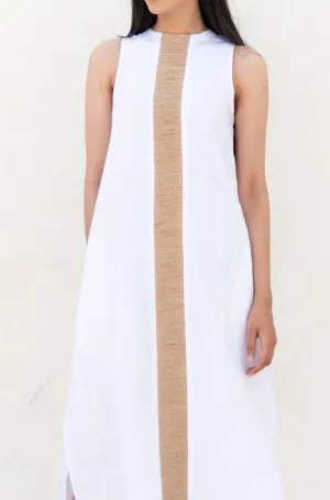 Marbella Dress (Sand & White)