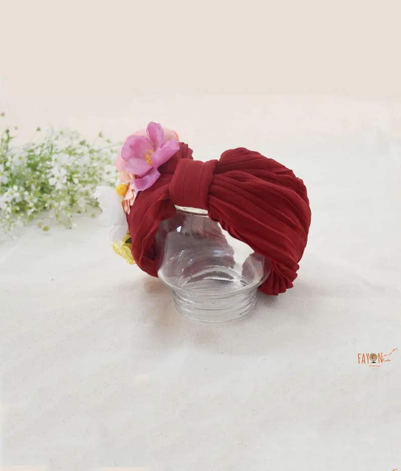 Maroon Hairband with Flowers for Girls