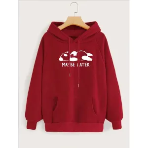 Maybe Later Printed Fleece Full Sleeves Pull Over Hoodie For Women