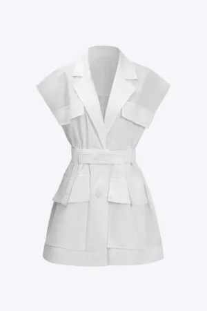 Megan - Stylish Belted Look Woman's Short Sleeve Shirt