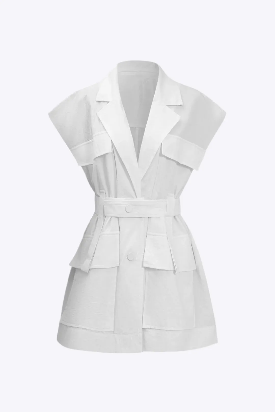 Megan - Stylish Belted Look Woman's Short Sleeve Shirt