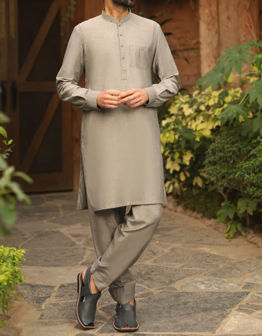 Men Eid Outfit in Steel Gray Color #K0009