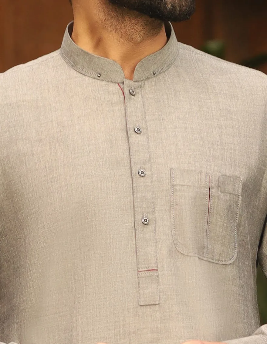 Men Eid Outfit in Steel Gray Color #K0009