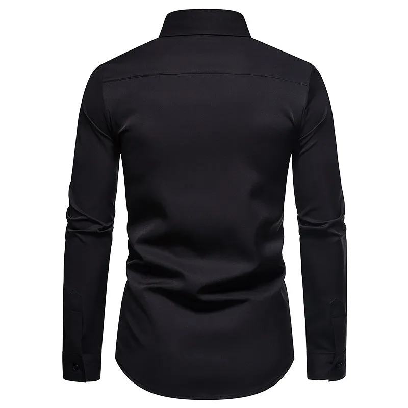 Men's Long Sleeve Printed Button Shirt Slim Fit Formal Shirt