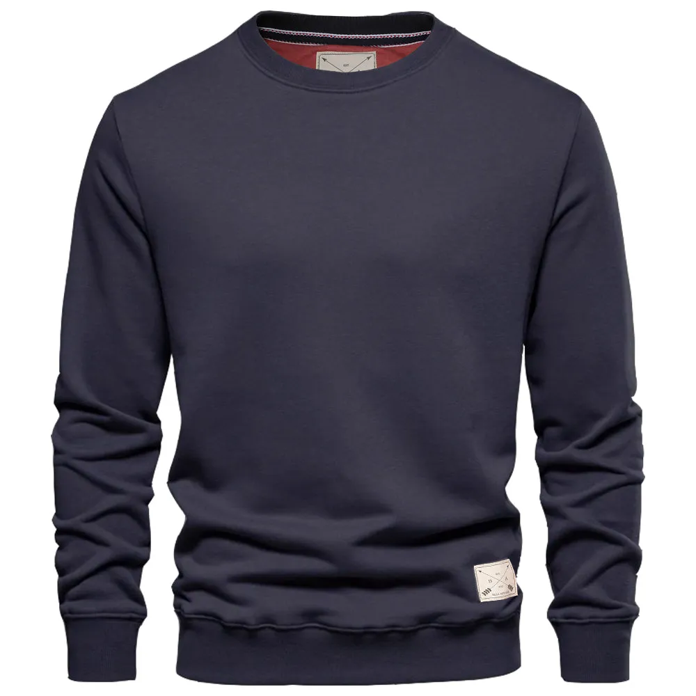 Men's Premium Cotton Crew Neck Sweater - Blue
