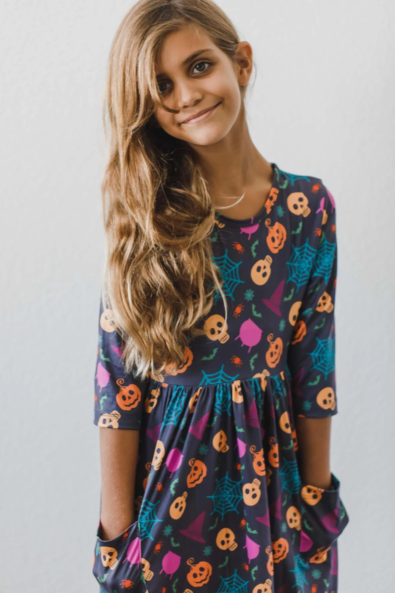 Mila & Rose Skeleton Web 3/4 Sleeve Dress w/Pockets