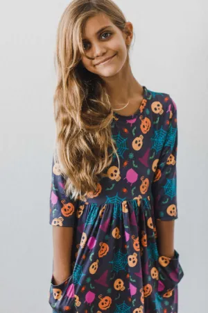 Mila & Rose Skeleton Web 3/4 Sleeve Dress w/Pockets