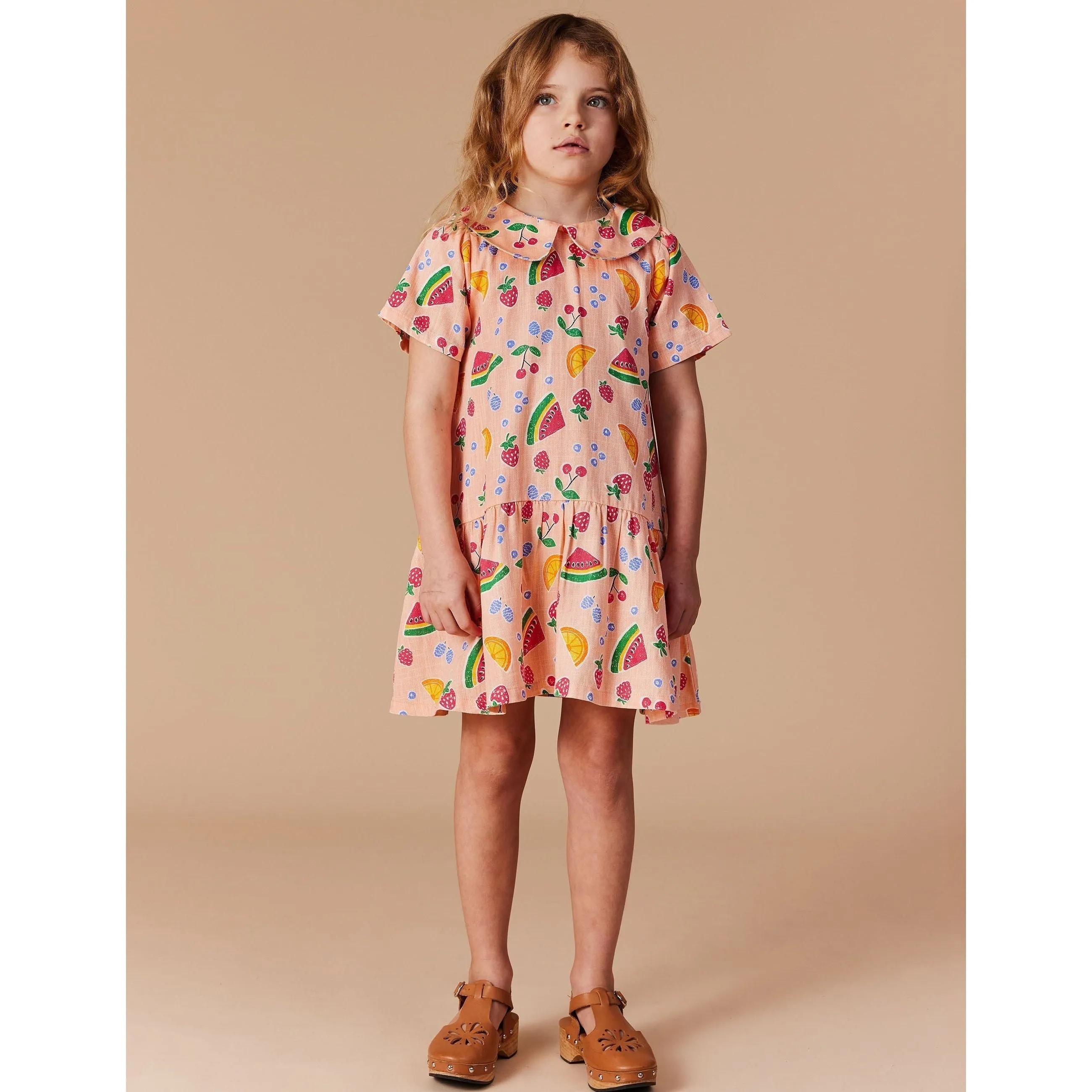 Mila Drop Waist Linen Dress Fruit Salad
