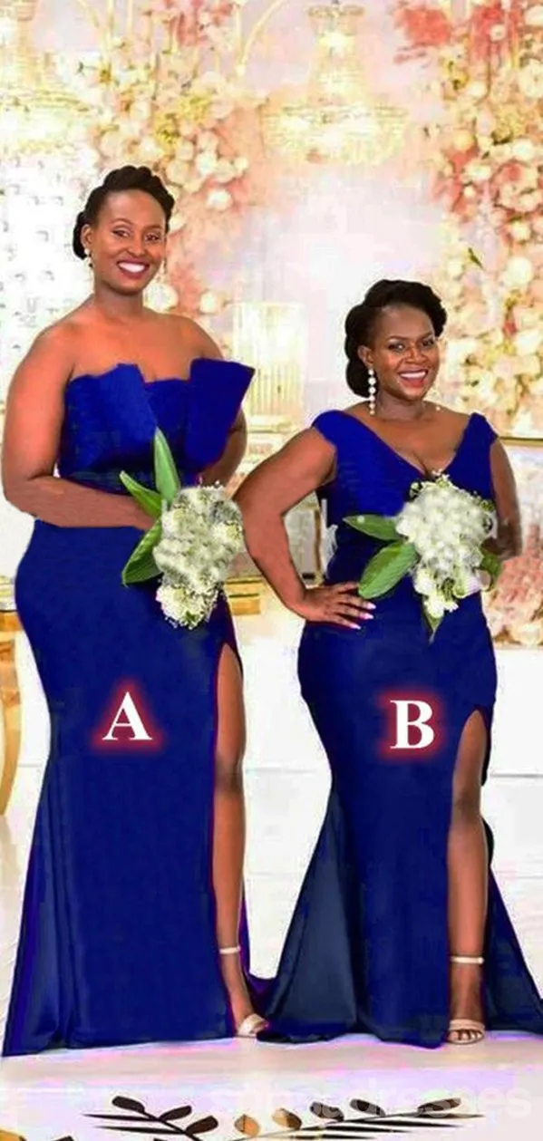 Mismatched Burgundy Mermaid High Slit Long Bridesmaid Dresses Gown Online,WG1117