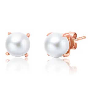 Molah Silver Freshwater Pearl and CZ Classic Stud Earrings