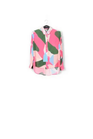 Multicolor shirt with sequin-embroidered collar
