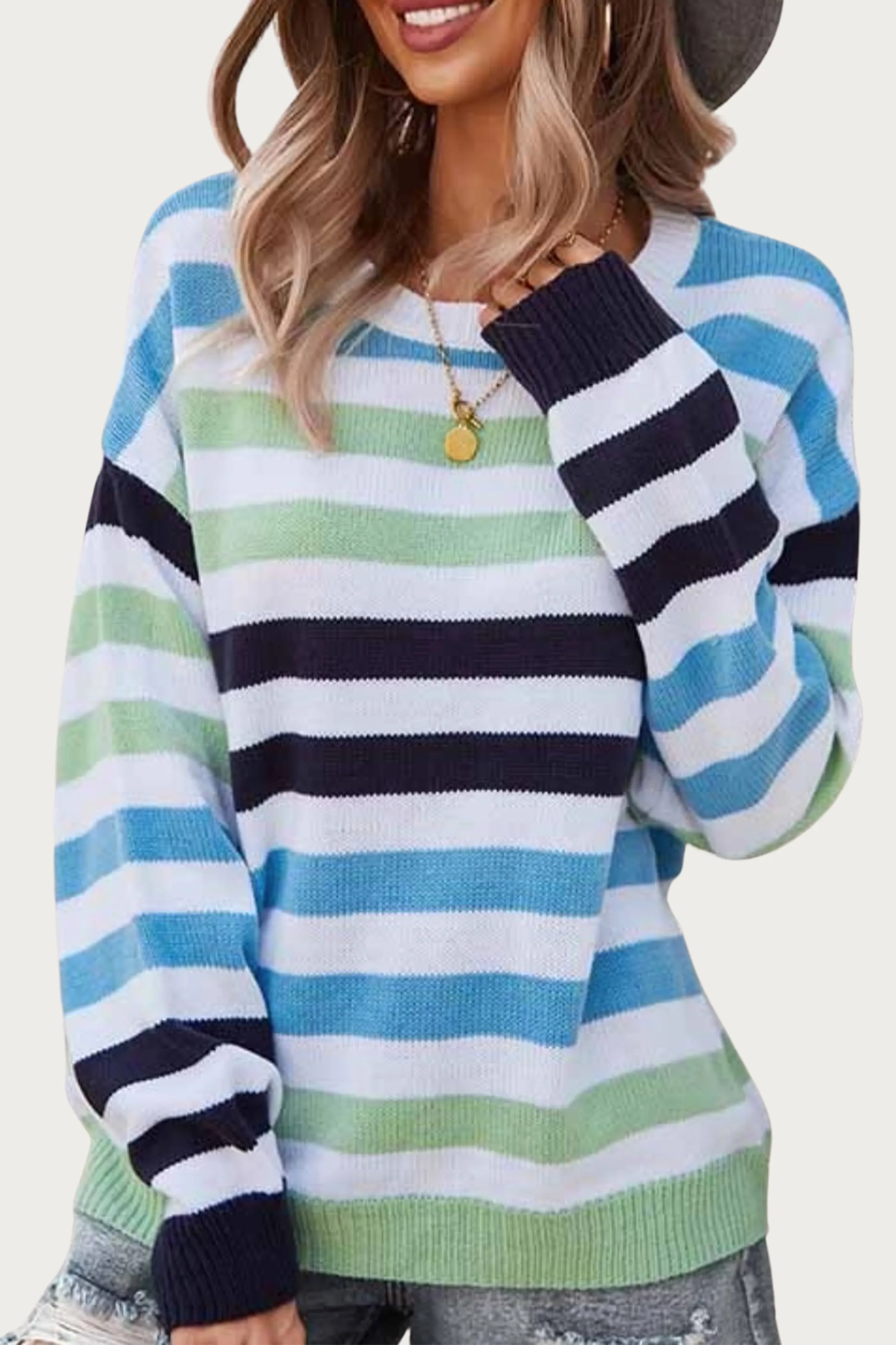 MULTICOLOR STRIPED KNIT SWEATER