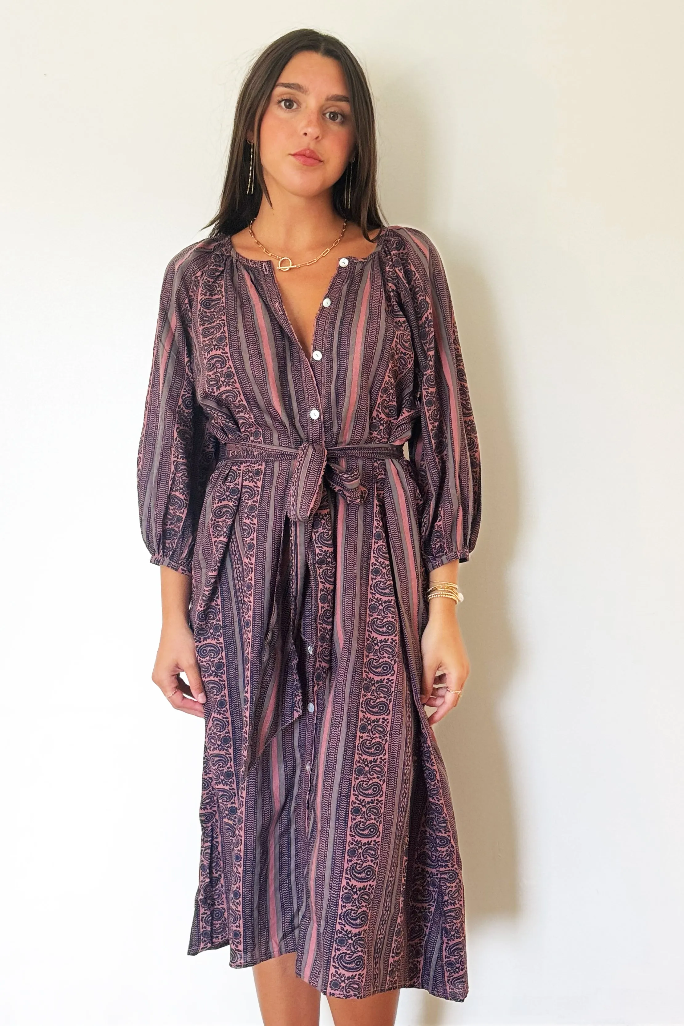 Natalie Martin Alex Midi Dress - Paisley Stripe Heather