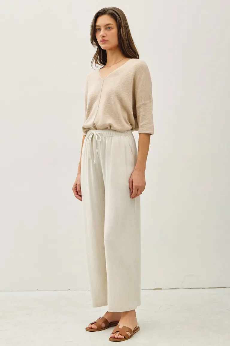 Natural Linen Wide Leg Pant