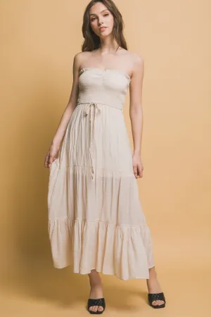 Natural Smocked Strapless Maxi Dress 2/28/25 9653