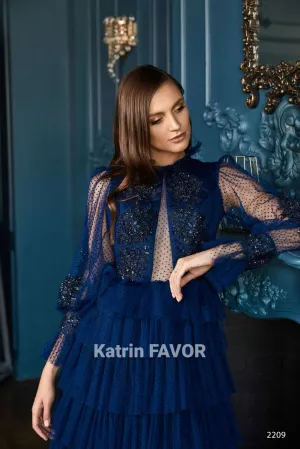 Navy evening dress Colorful bridal dresses