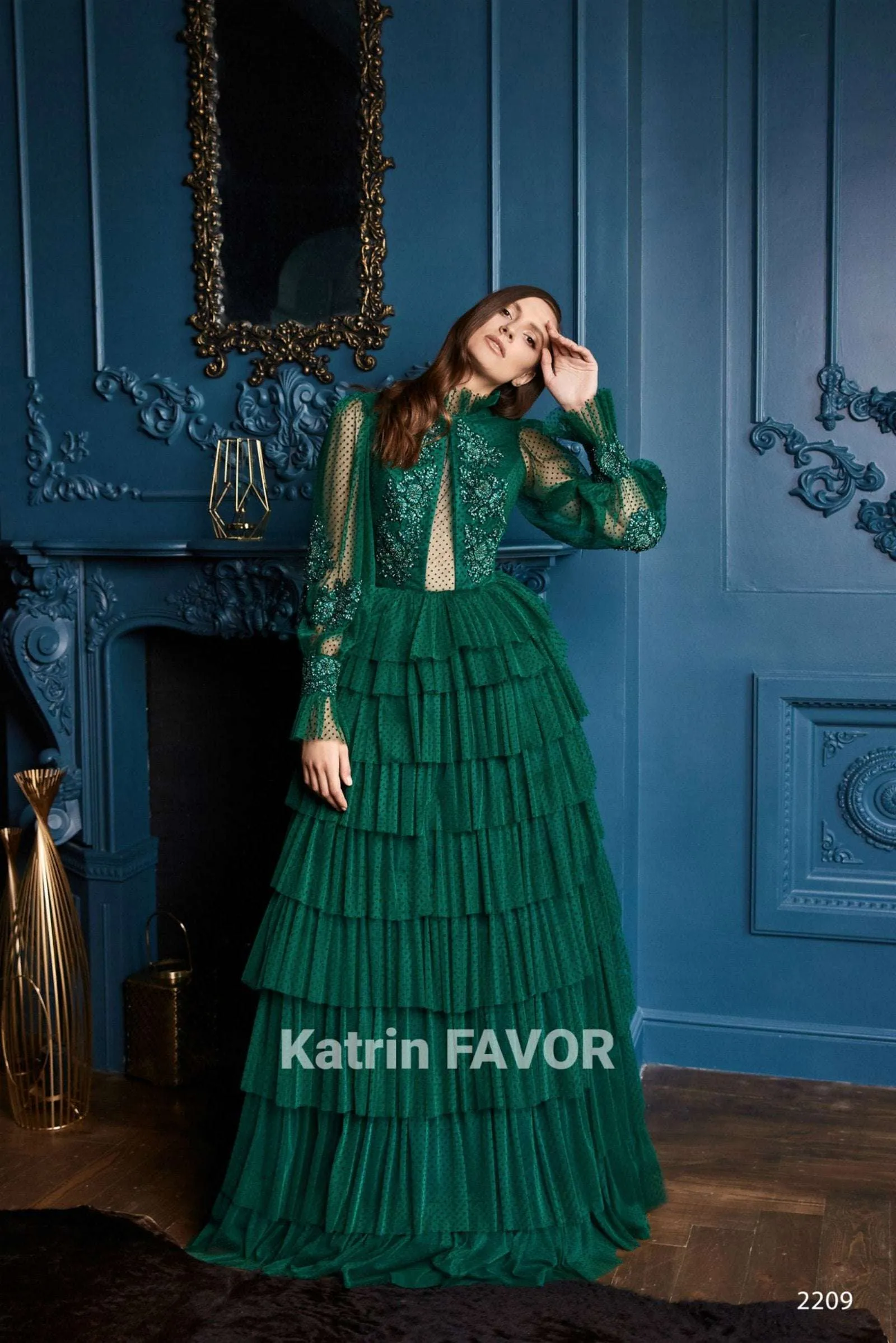 Navy evening dress Colorful bridal dresses