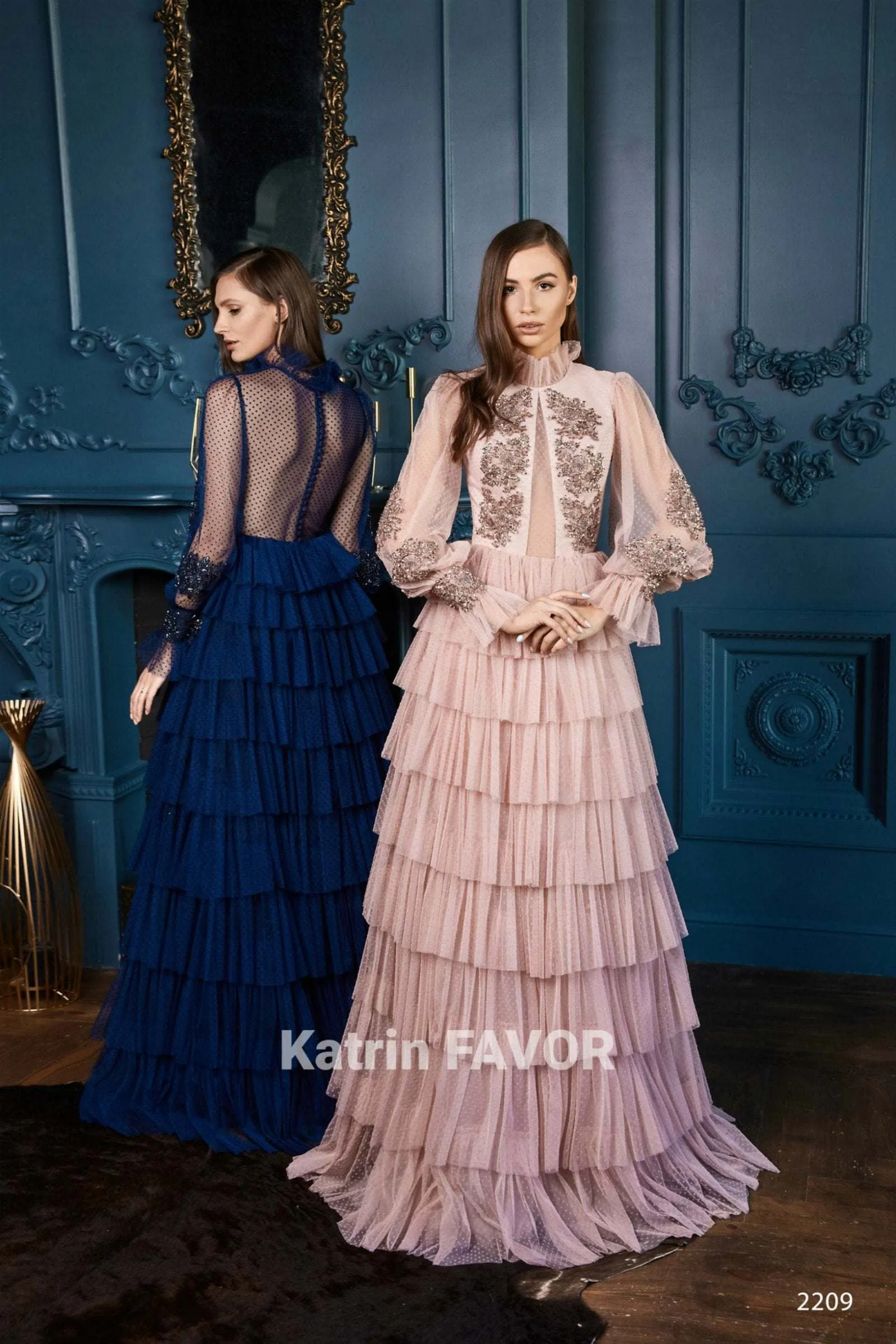 Navy evening dress Colorful bridal dresses