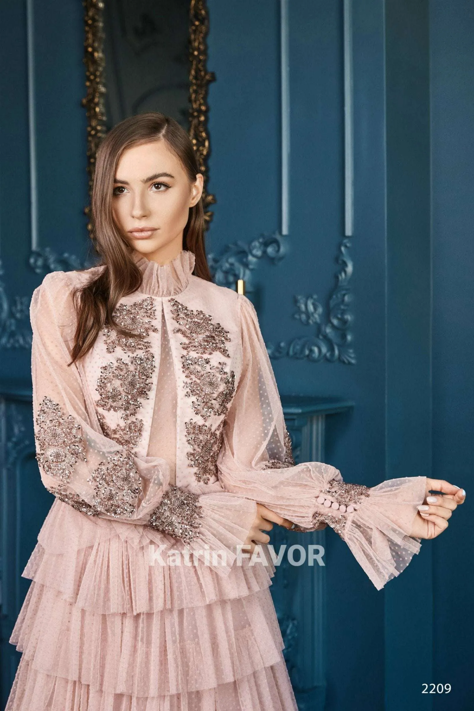 Navy evening dress Colorful bridal dresses
