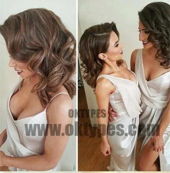 Newest Design Long Side Slit Soft Satin Special Bridesmaid Dresses, TYP0647