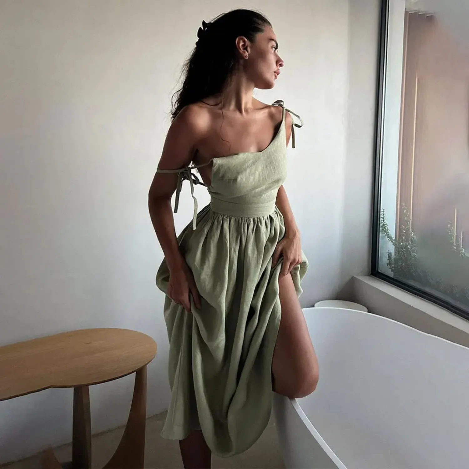 Nicole – Elegant Linen Women's Dress