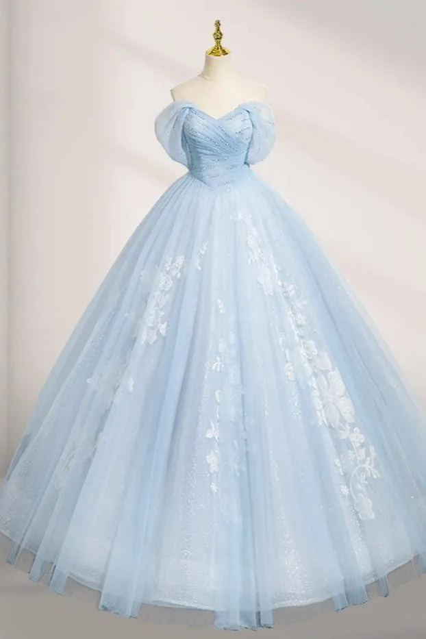 Off The Shoulder A-Line Tulle Appliques Quinceanera Dresses