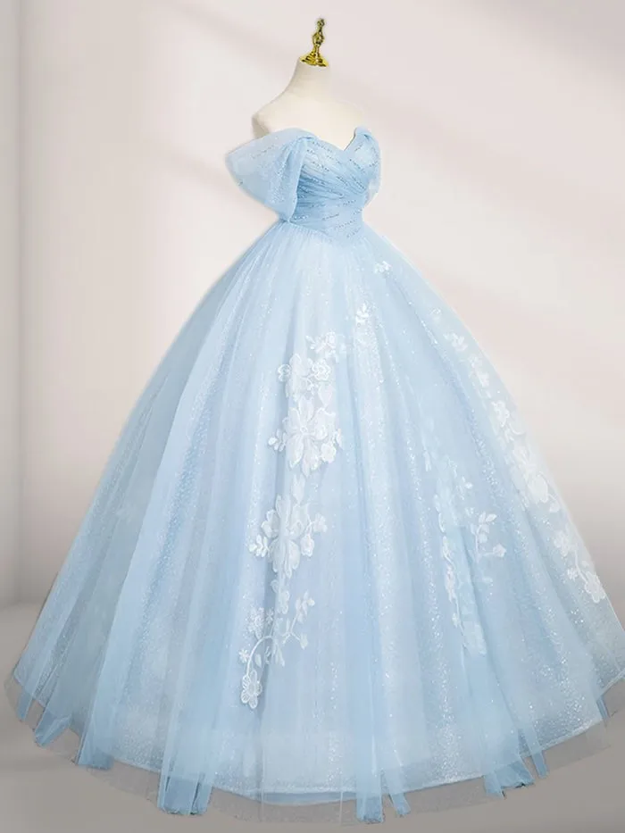 Off The Shoulder A-Line Tulle Appliques Quinceanera Dresses