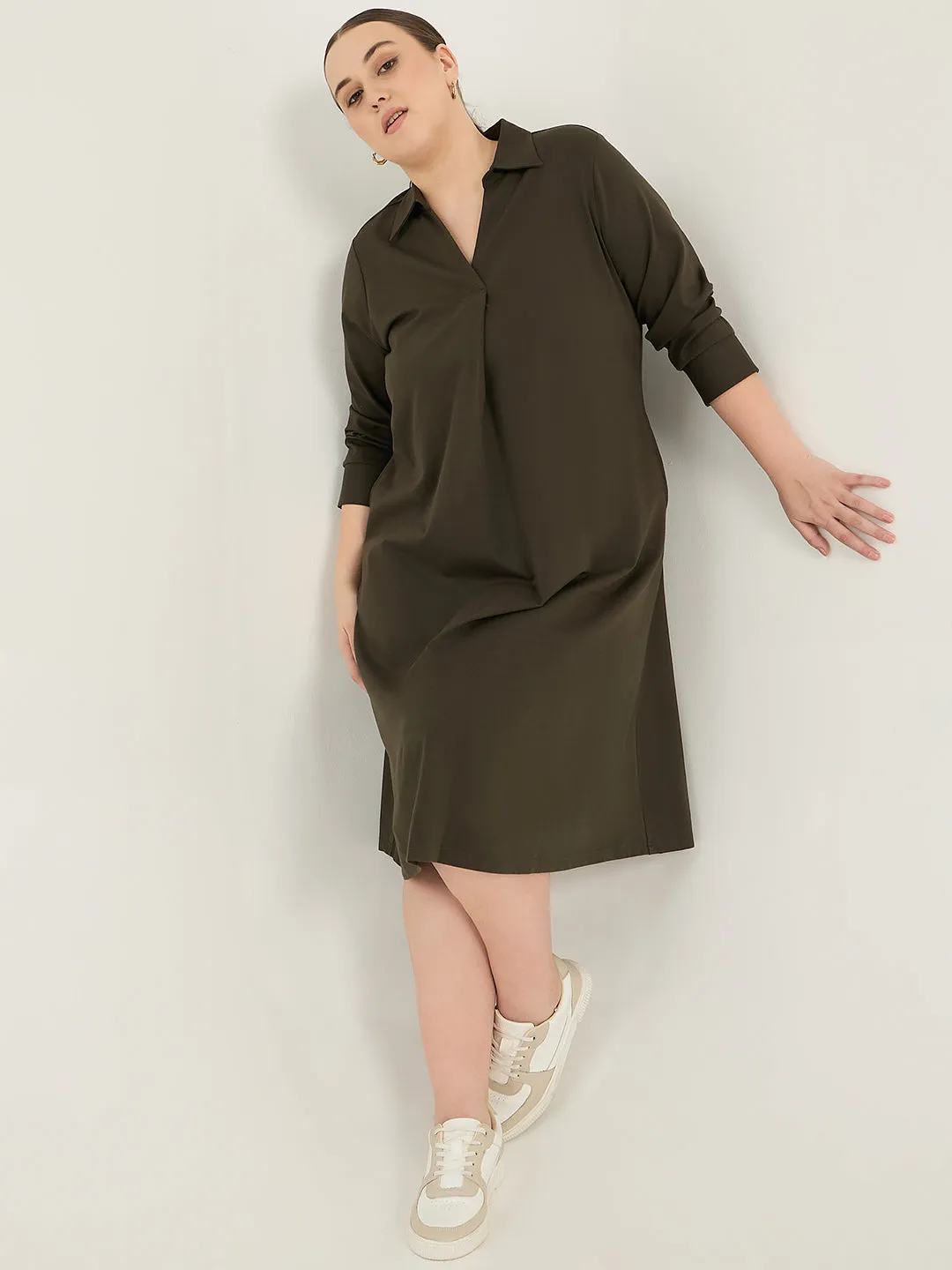 Olive A-Line Travel Dress
