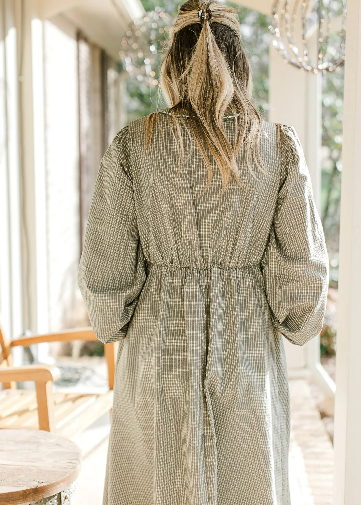 Olive and Ivory Checked Dress