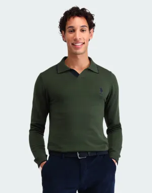 Olive Solid Regular Fit Sweater