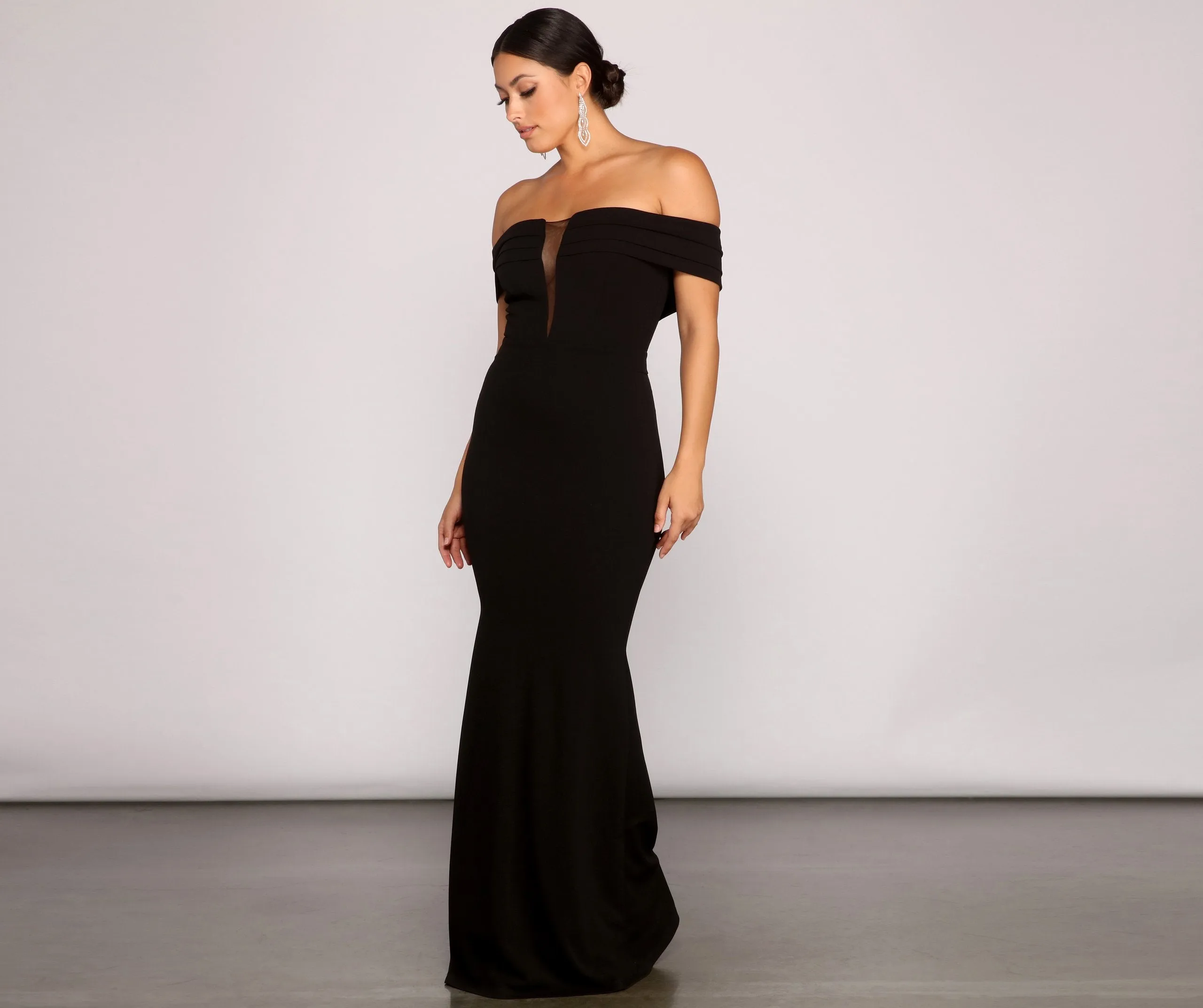 Olivia Formal Off Charming The Shoulder Crepe Dress