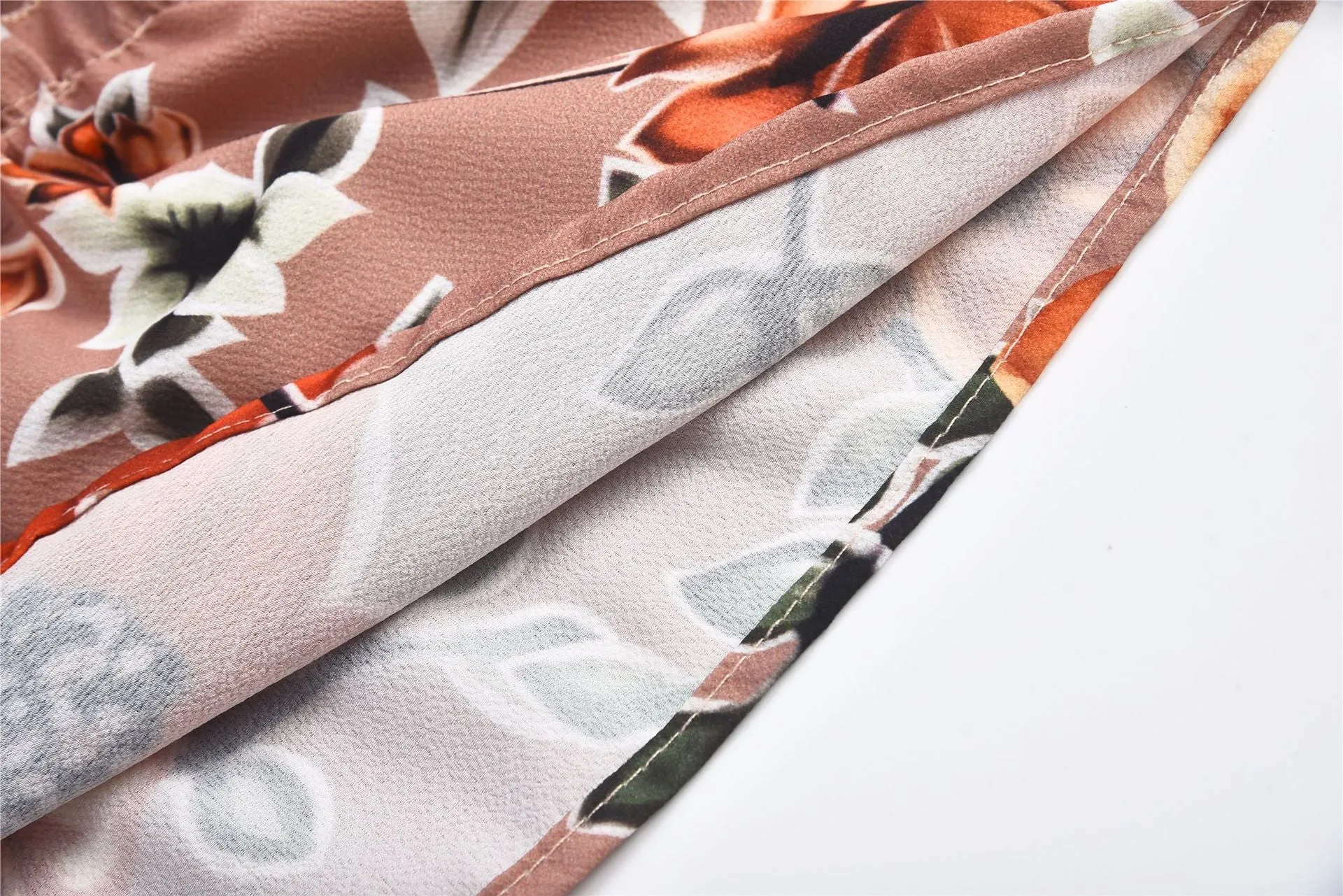 One-shoulder Wrapped Chest Ruffled Chiffon Print Dress
