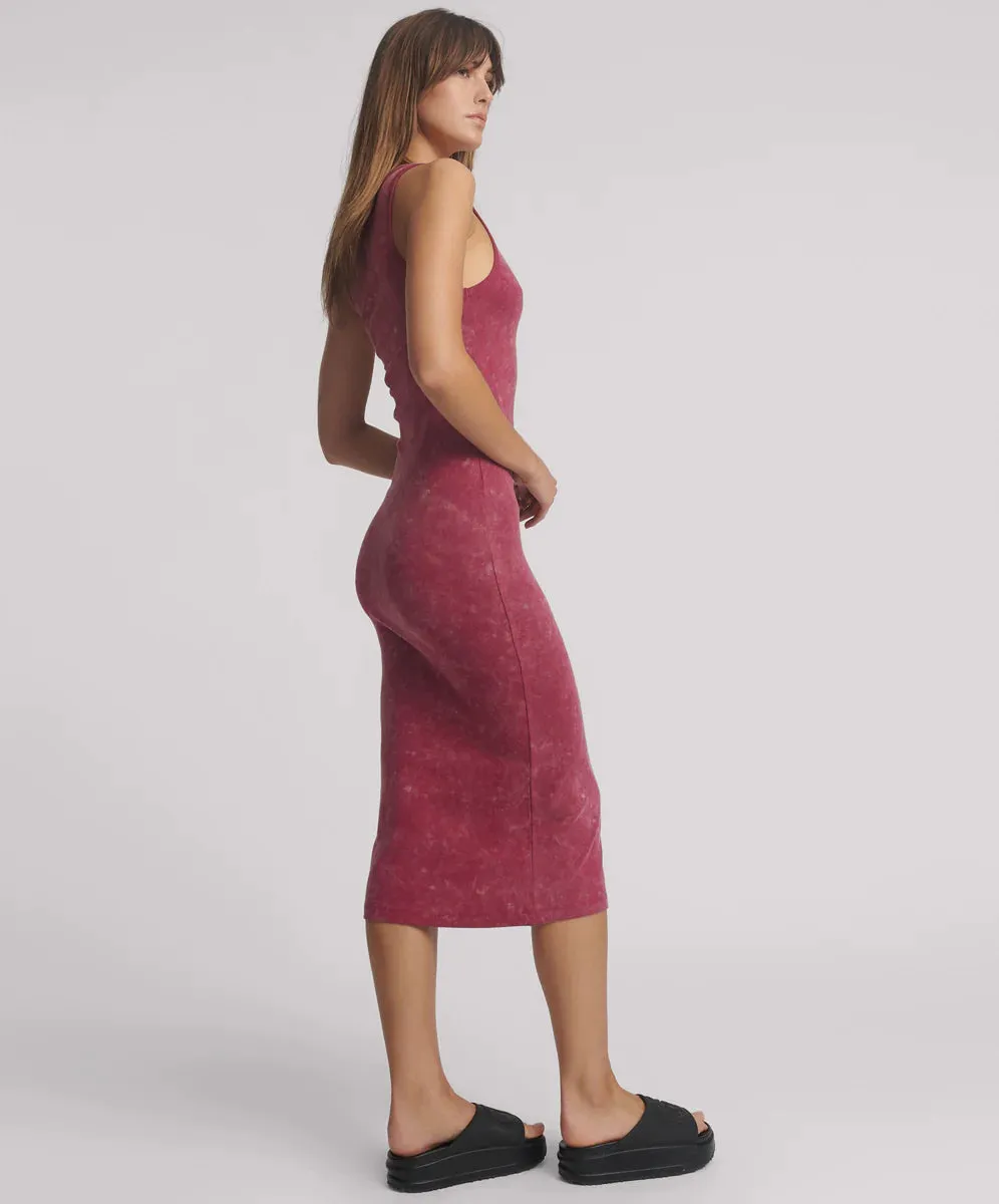 One Teaspoon - Ribbed Singlet Acid Wash Midi Dress - Burnt Red