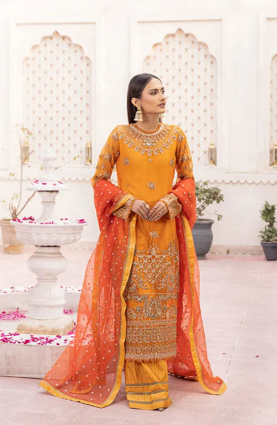 Orange Embroidered Pakistani Kameez Trousers Wedding Dress