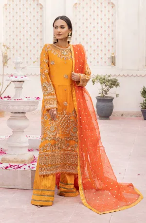 Orange Embroidered Pakistani Kameez Trousers Wedding Dress