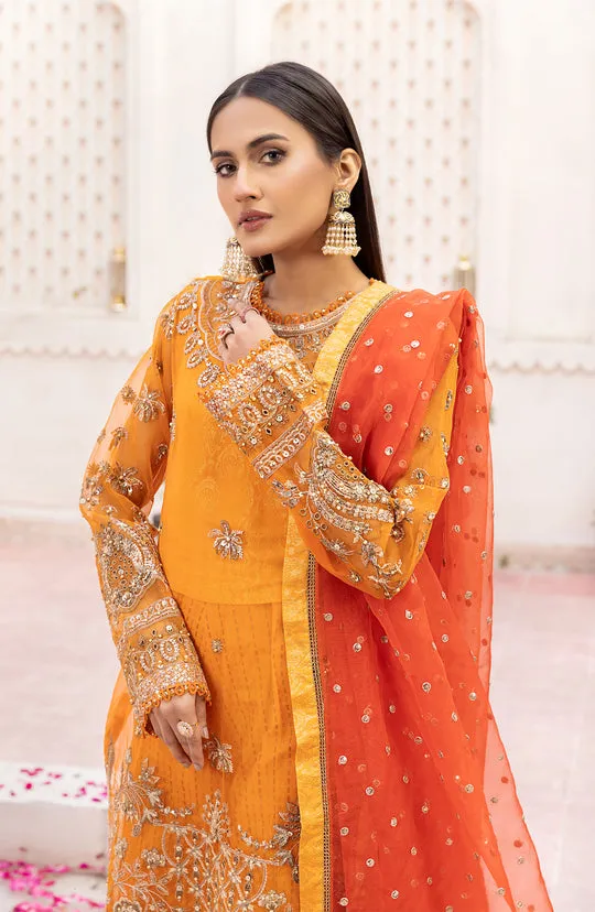 Orange Embroidered Pakistani Kameez Trousers Wedding Dress