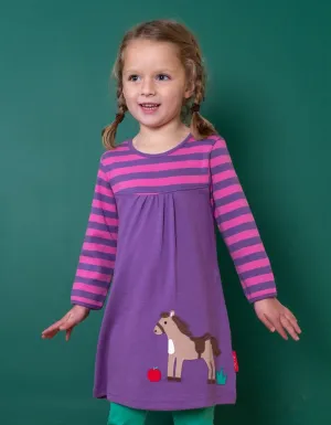 Organic Horse Applique Long-Sleeved Dress