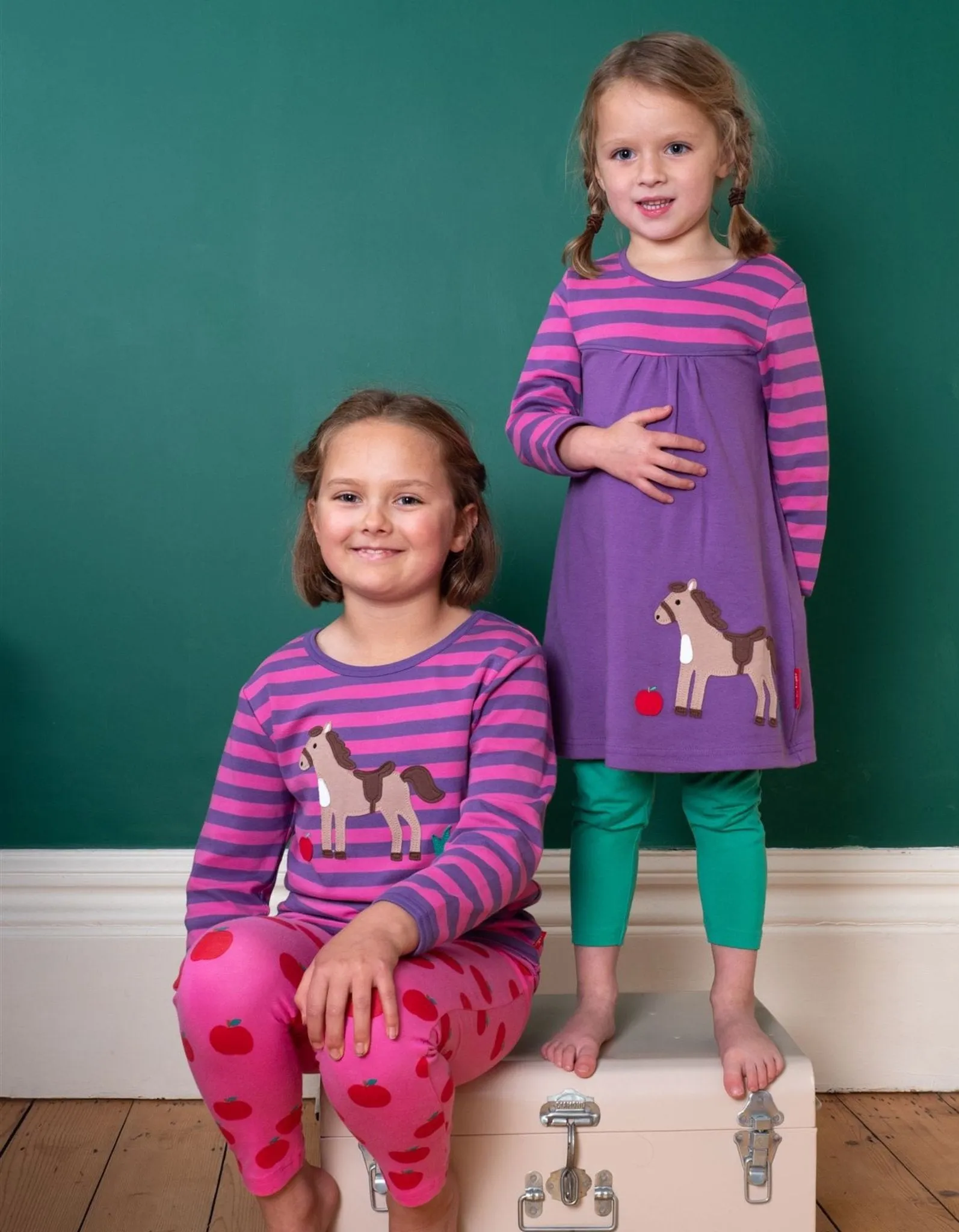 Organic Horse Applique Long-Sleeved Dress