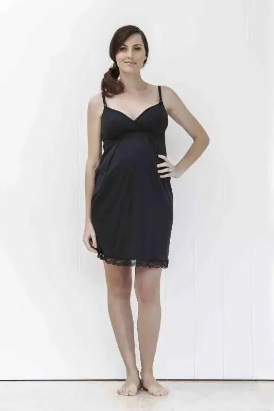 Organic nursing nightie in vintage black