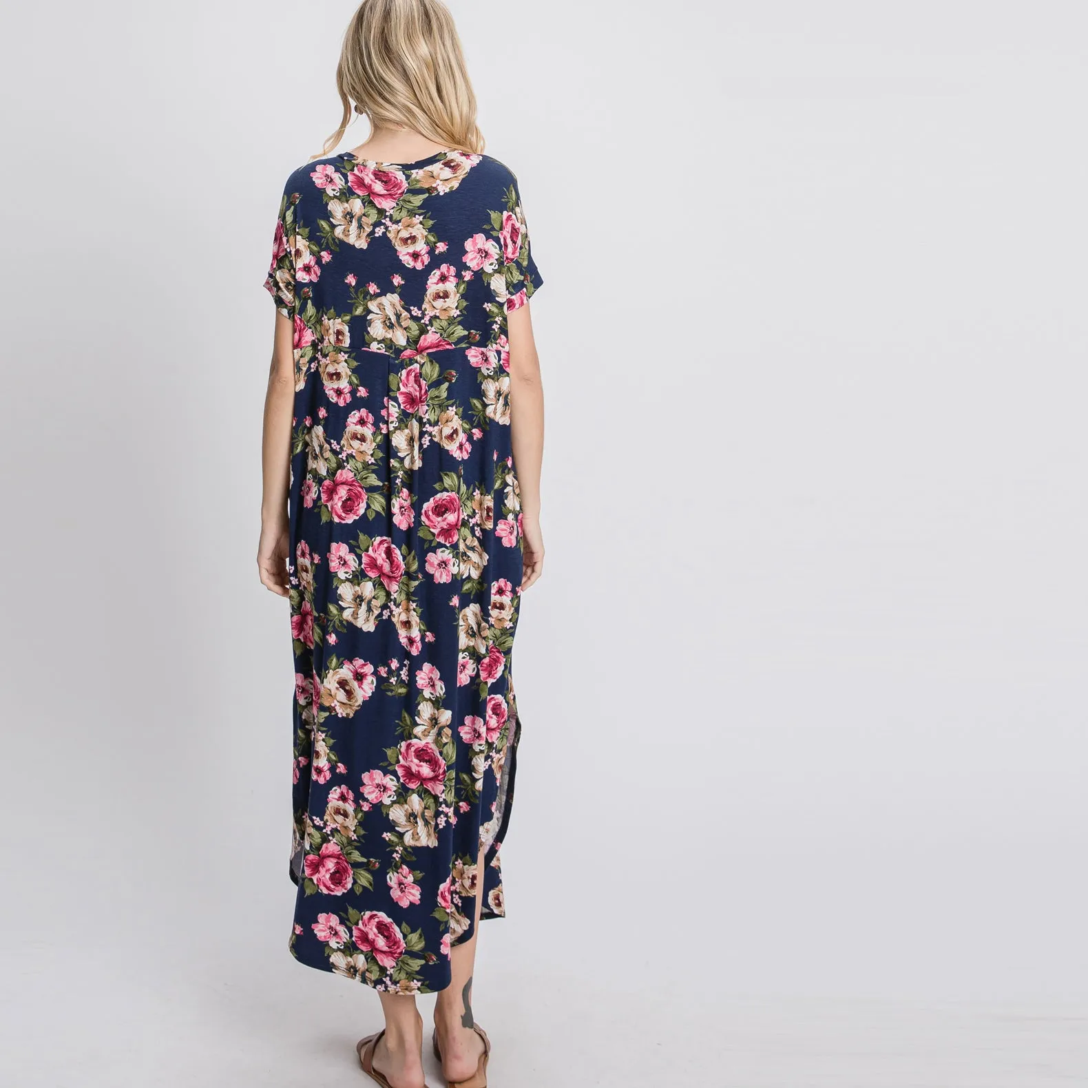 Oversize Navy Florals Maxi Dress