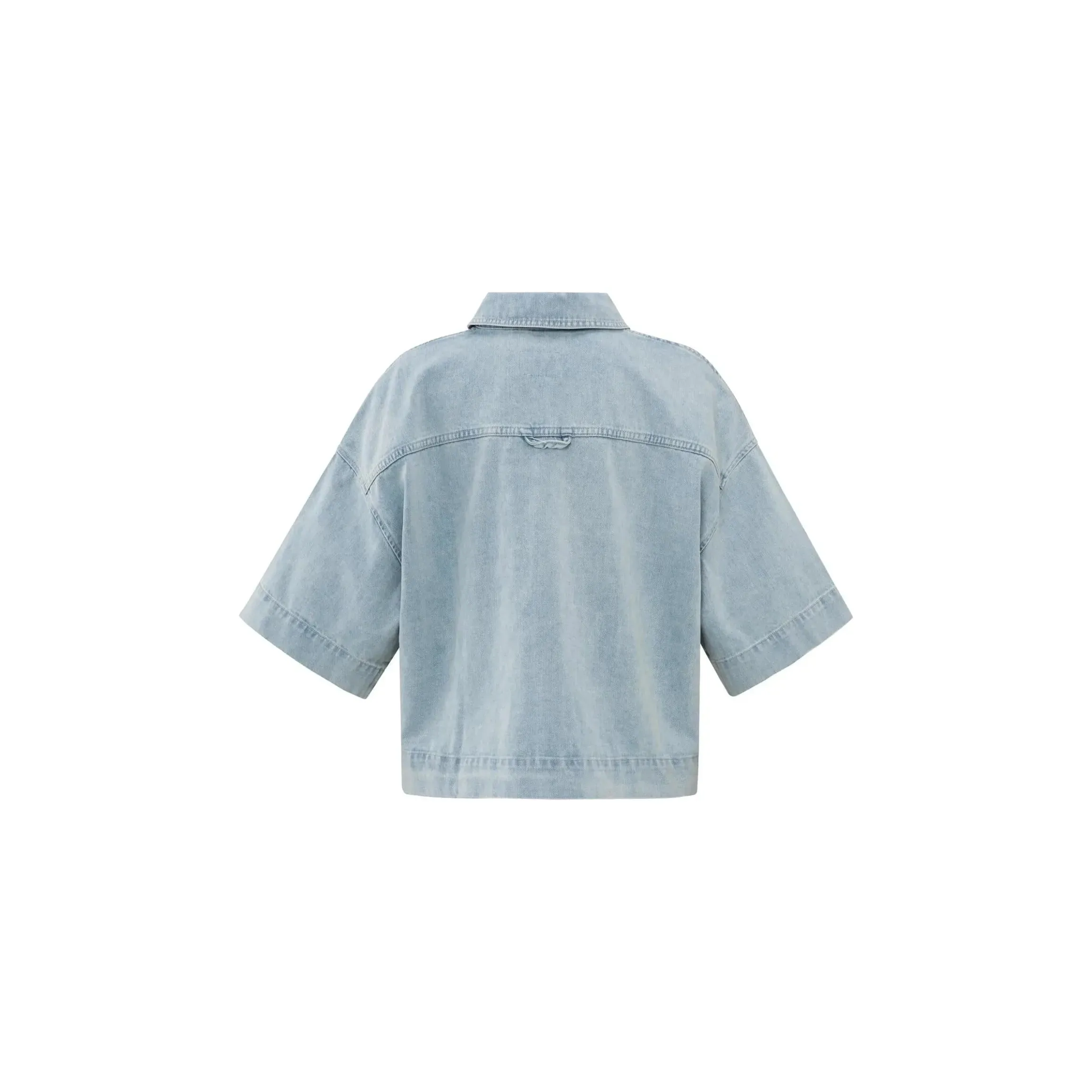 Oversized Cropped Light Denim Jacket