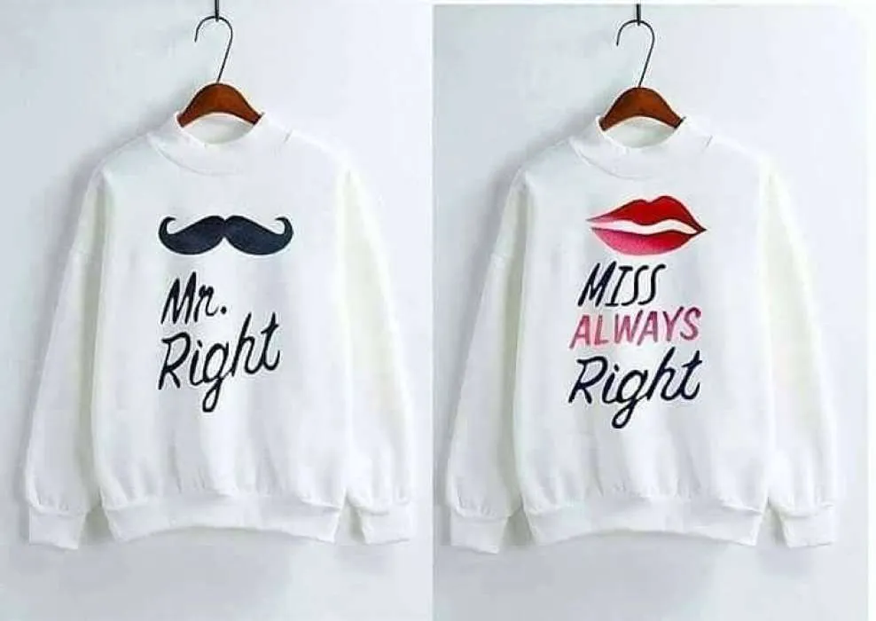 Pack of 2 Miss Always Right And Mr Right Sweatshirts