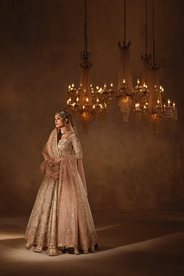 Pakistani Bridal Dress in Pishwas Lehenga Dupatta Style