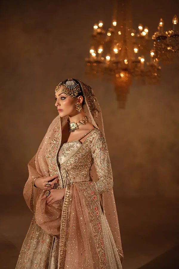 Pakistani Bridal Dress in Pishwas Lehenga Dupatta Style