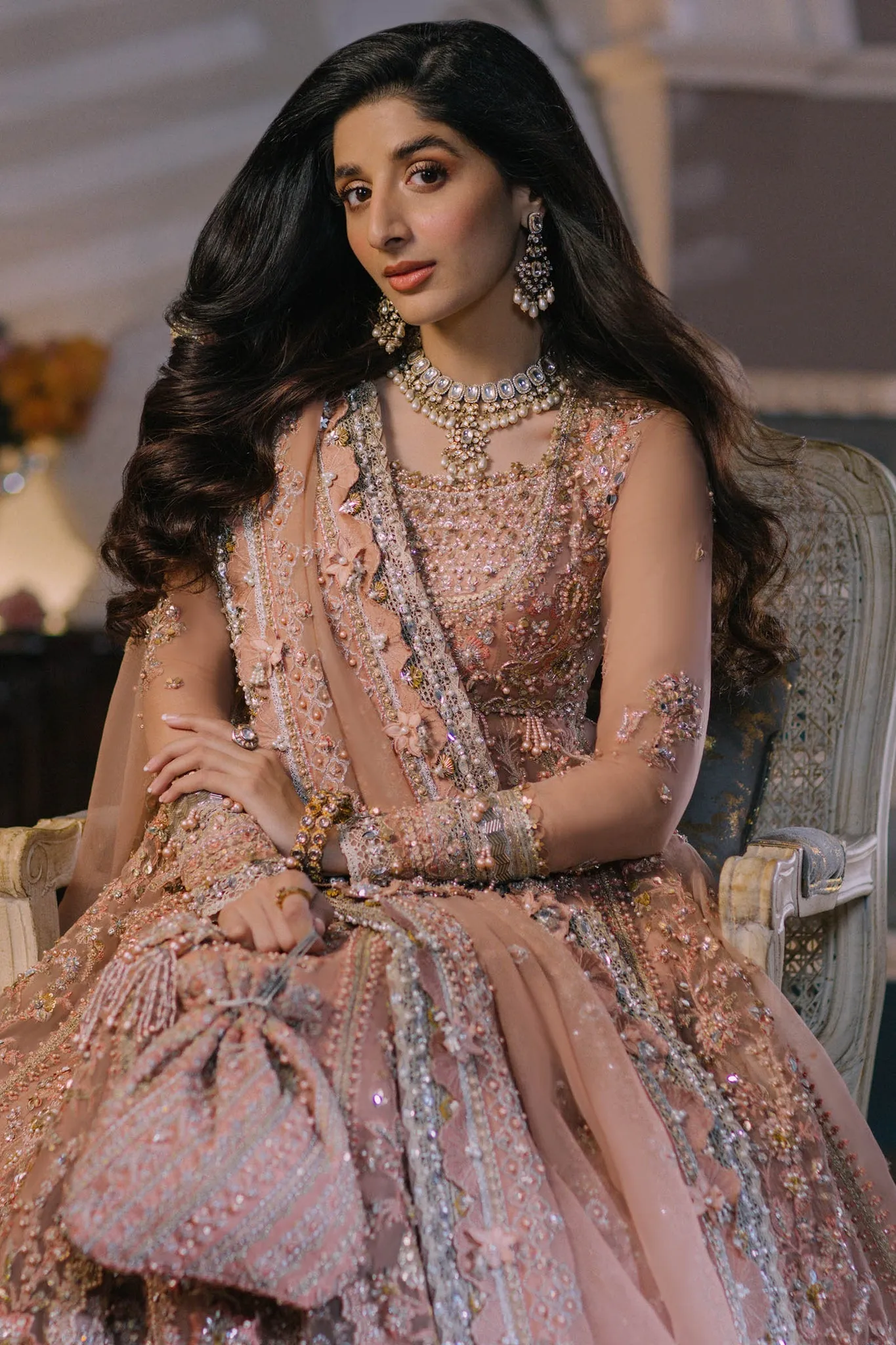Pakistani Wedding Dress in Pishwas Frock Lehenga Style