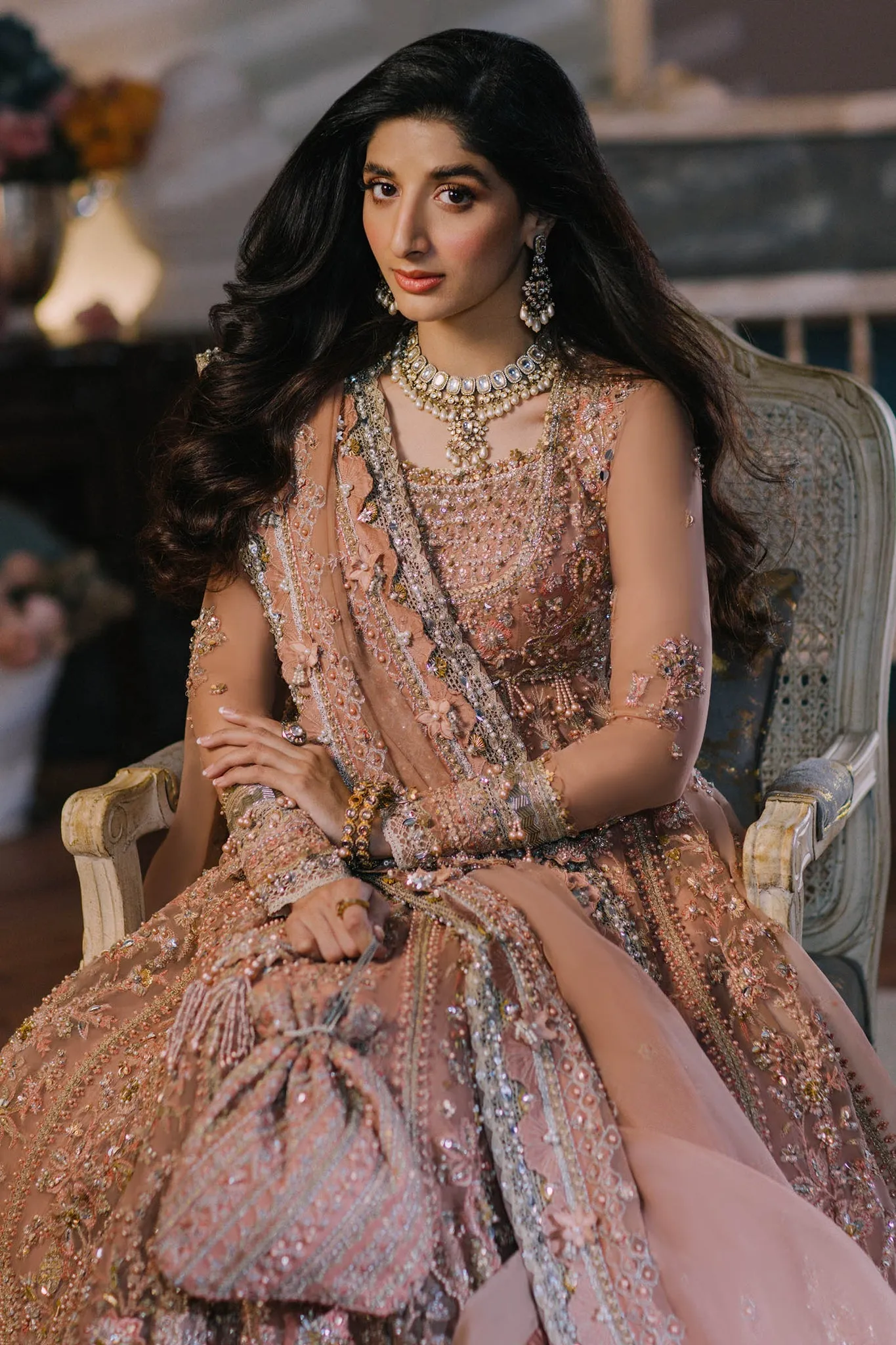 Pakistani Wedding Dress in Pishwas Frock Lehenga Style