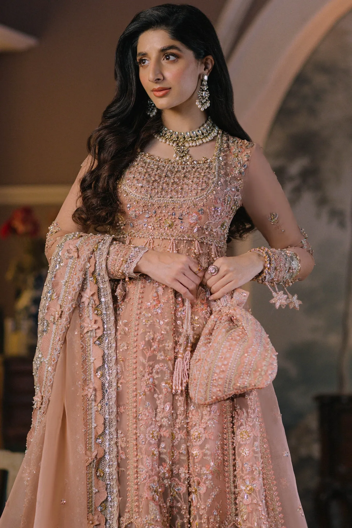 Pakistani Wedding Dress in Pishwas Frock Lehenga Style