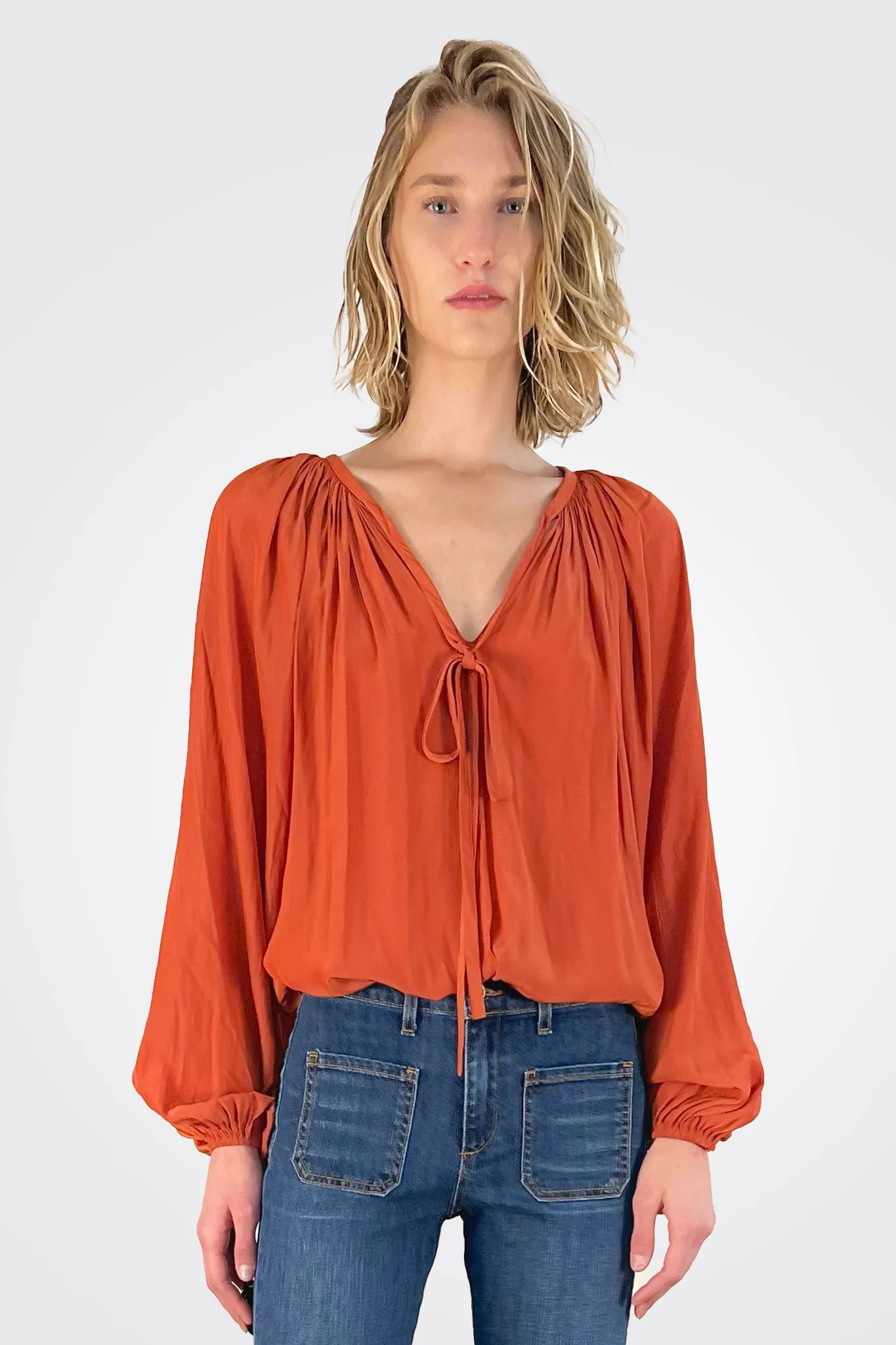 Paris Long Sleeve Top - Burnt Rust